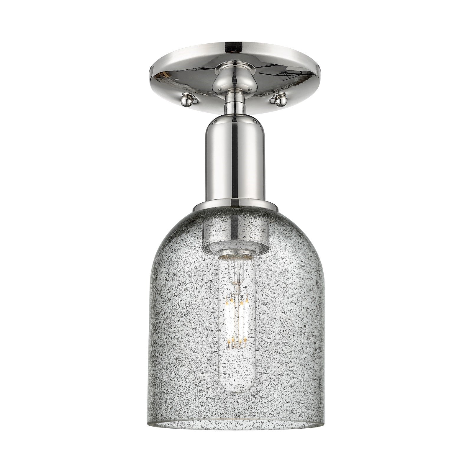Innovations Caledonia 5in 1-Light Semi-Flush Mount | Industrial Polished Nickel and Charcoal Glass | Kitchen & Hallway | 5 x 5 x | Model 716-1C-PN-G257