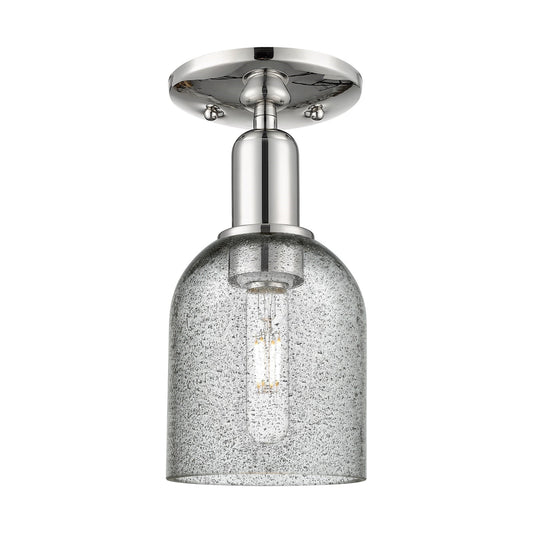 Innovations Caledonia 5in 1-Light Semi-Flush Mount | Industrial Polished Nickel and Charcoal Glass | Kitchen & Hallway | 5 x 5 x | Model 716-1C-PN-G257