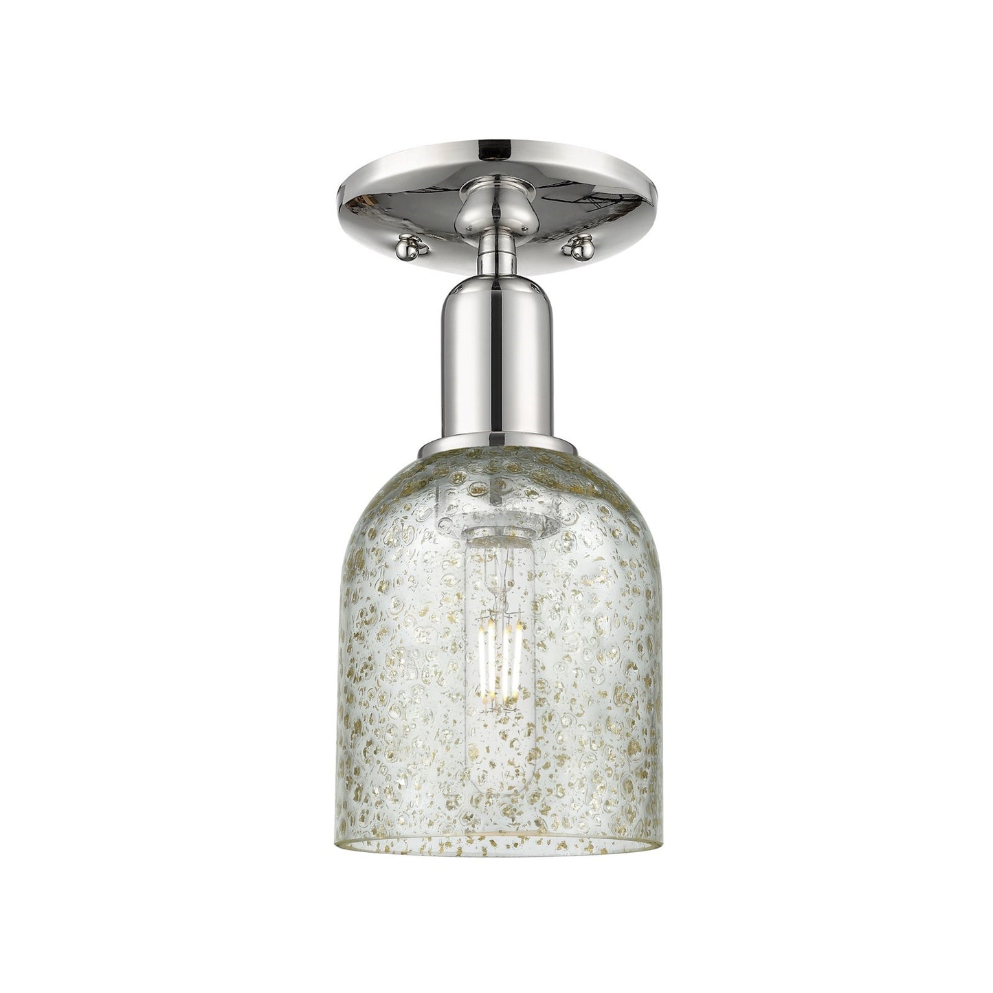 Innovations Caledonia 5in 1-Light Semi-Flush Mount | Industrial Polished Nickel Steel and Mica Glass | Entryway & Hallway | 5 x 5 x | Model 716-1C-PN-G259