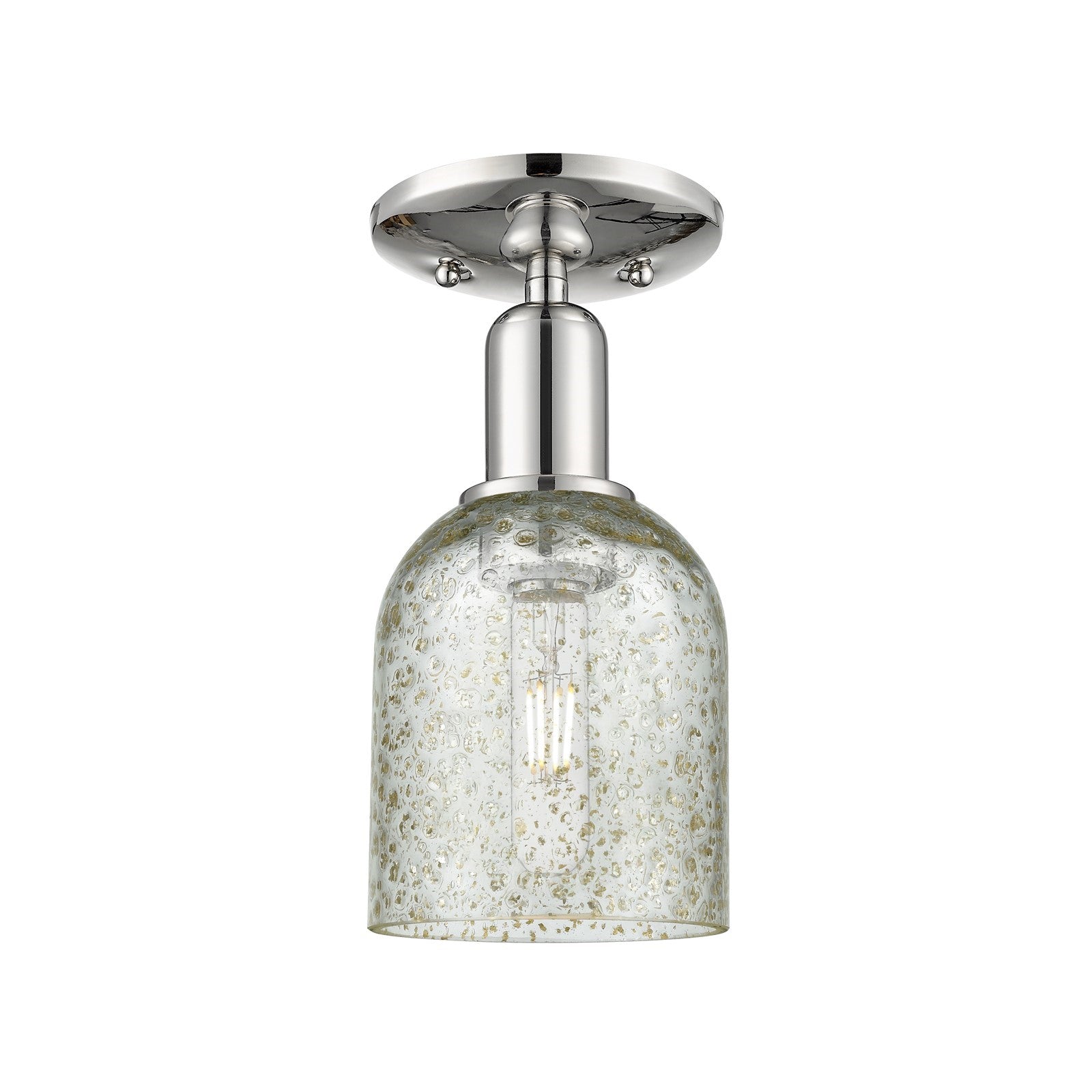 Innovations Caledonia 5in 1-Light Semi-Flush Mount | Industrial Polished Nickel Steel and Mica Glass | Entryway & Hallway | 5 x 5 x | Model 716-1C-PN-G259