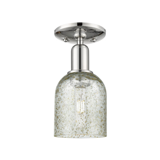 Innovations Caledonia 5in 1-Light Semi-Flush Mount | Industrial Polished Nickel Steel and Mica Glass | Entryway & Hallway | 5 x 5 x | Model 716-1C-PN-G259