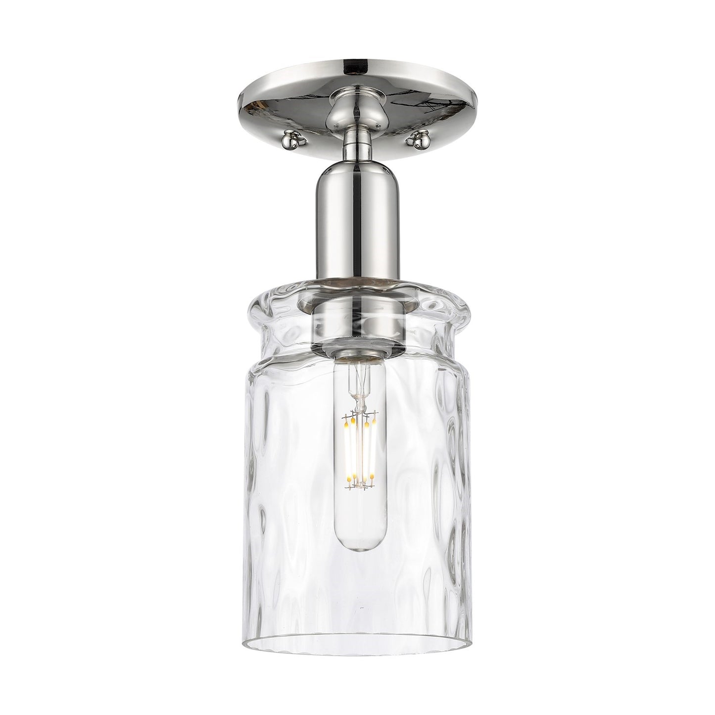 Innovations Candor 5in 1-Light Semi-Flush Mount | Industrial Polished Nickel and Clear Waterglass Frosted Ribbed Glass | Hallway & | Model 716-1C-PN-G352