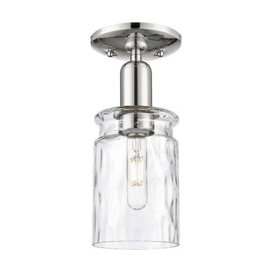 Innovations Candor 5in 1-Light Semi-Flush Mount | Industrial Polished Nickel and Clear Waterglass Frosted Ribbed Glass | Hallway & | Model 716-1C-PN-G352