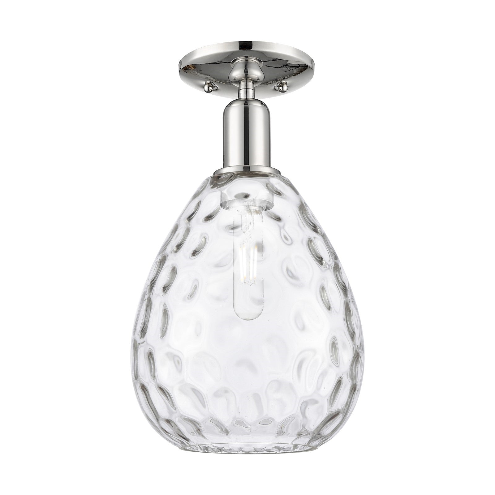 Innovations Waverly 8in 1-Light Semi-Flush Mount | Industrial Polished Nickel Steel and Clear Glass Globe | Entryway & Hallway | 8 | Model 716-1C-PN-G372