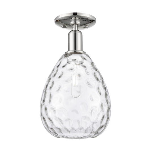 Innovations Waverly 8in 1-Light Semi-Flush Mount | Industrial Polished Nickel Steel and Clear Glass Globe | Entryway & Hallway | 8 | Model 716-1C-PN-G372