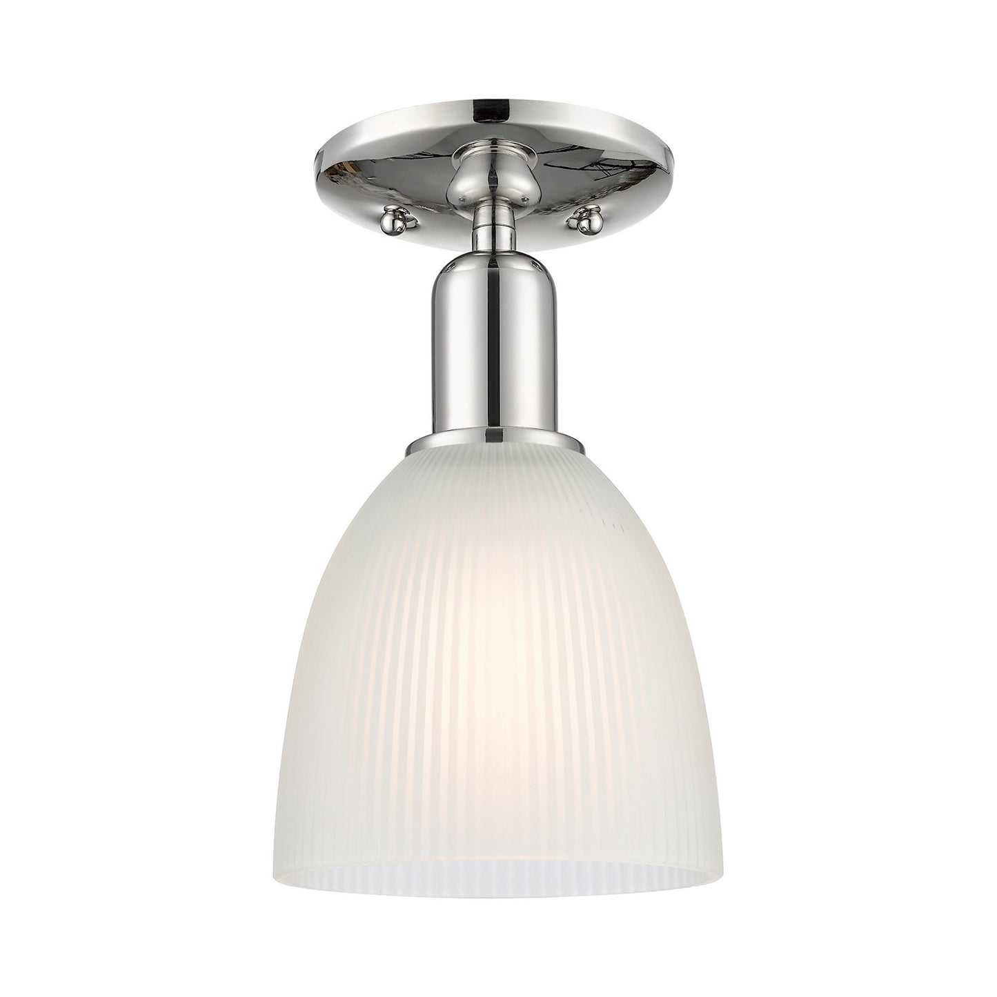 Innovations Castile 6in 1-Light Semi-Flush Mount | Industrial Polished Nickel and White Glass | Damp-Rated Entryway & Hallway | 6 x | Model 716-1C-PN-G381