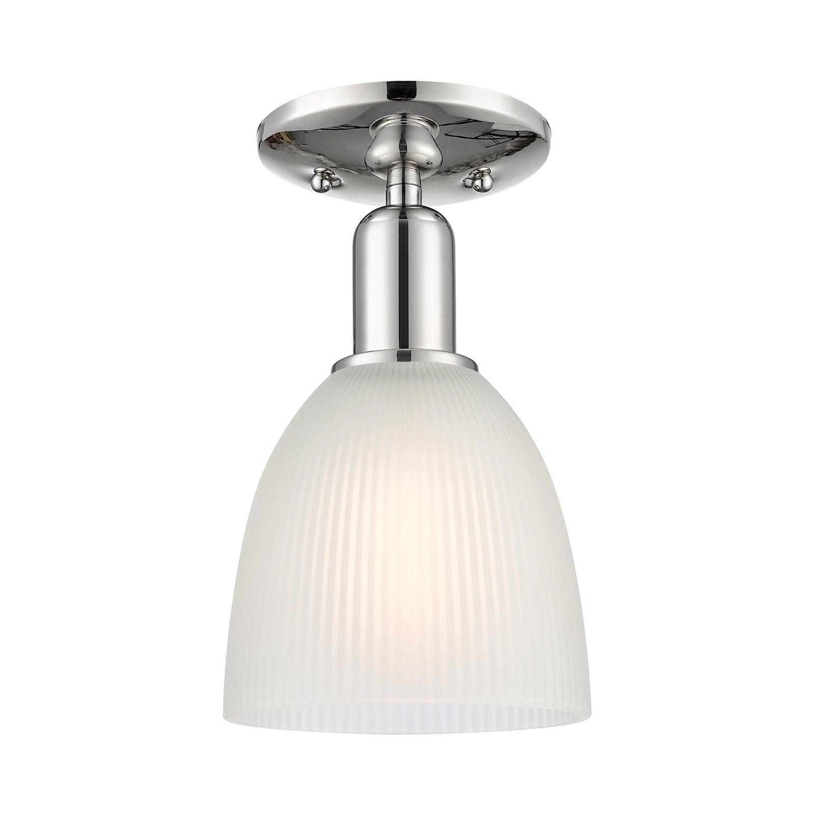Innovations Castile 6in 1-Light Semi-Flush Mount | Industrial Polished Nickel and White Glass | Damp-Rated Entryway & Hallway | 6 x | Model 716-1C-PN-G381