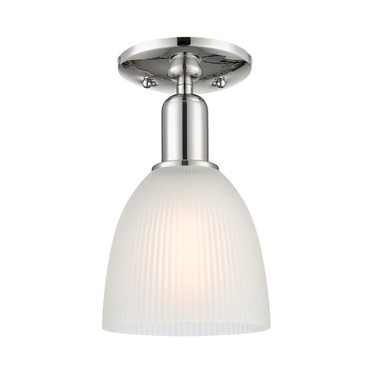 Innovations Castile 6in 1-Light Semi-Flush Mount | Industrial Polished Nickel and White Glass | Damp-Rated Entryway & Hallway | 6 x | Model 716-1C-PN-G381