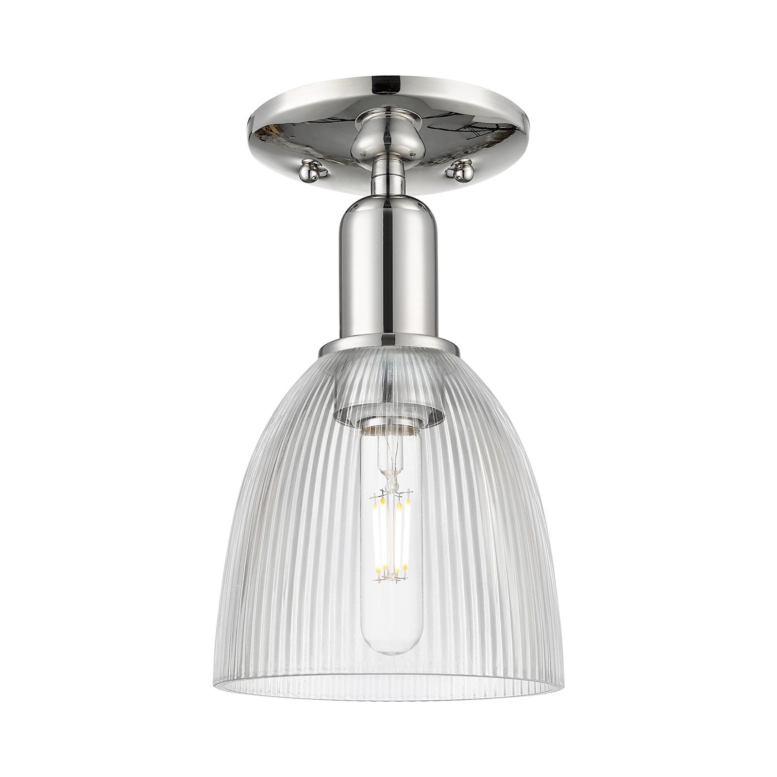 Innovations Castile 6in 1-Light Semi-Flush Mount | Industrial Polished Nickel Steel and Clear Glass Dome | Damp Location Entryway & | Model 716-1C-PN-G382