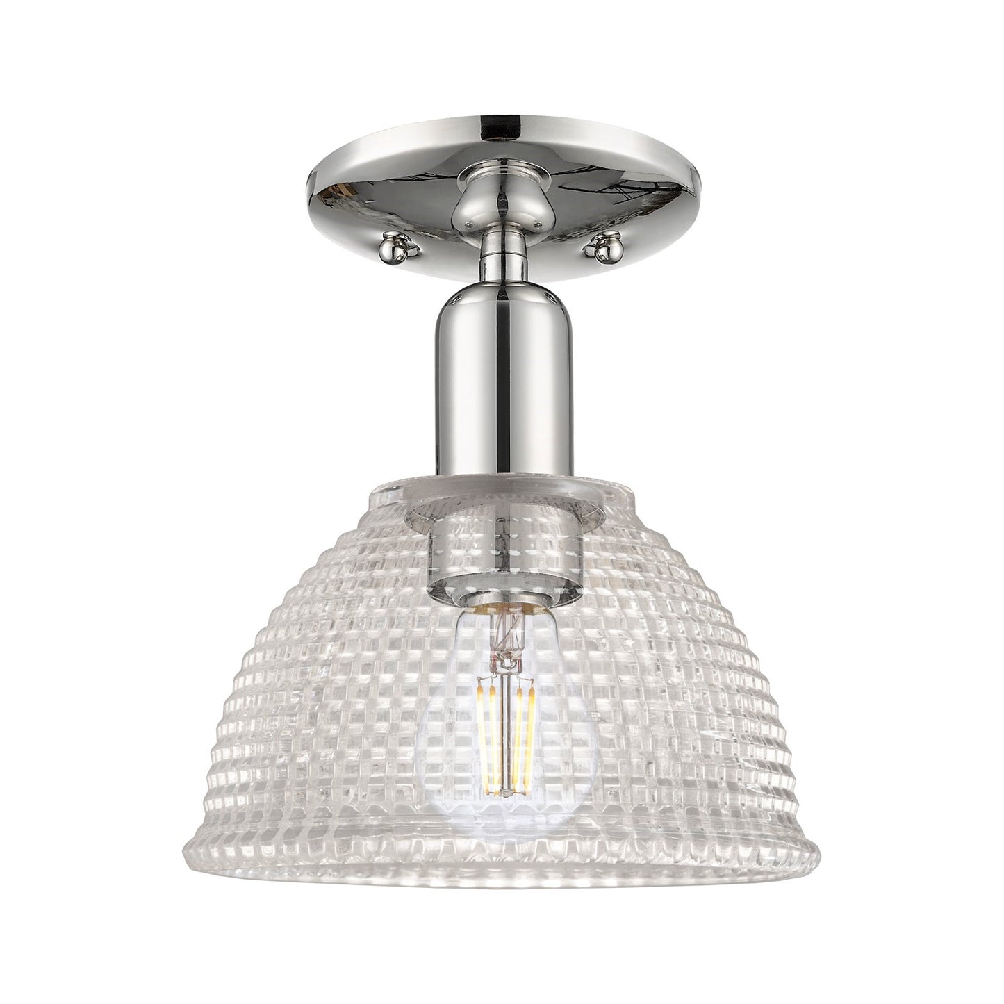 Innovations Arietta 8in 1-Light Semi-Flush Mount | Industrial Polished Nickel Steel and Clear Glass | Entryway & Hallway | 8 x 8 x | Model 716-1C-PN-G422