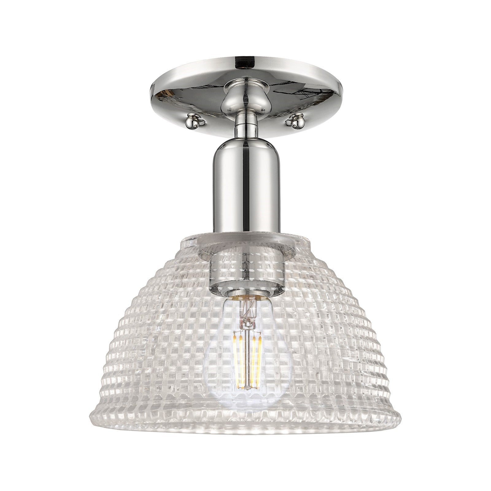 Innovations Arietta 8in 1-Light Semi-Flush Mount | Industrial Polished Nickel Steel and Clear Glass | Entryway & Hallway | 8 x 8 x | Model 716-1C-PN-G422