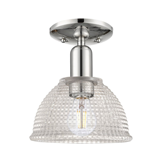 Innovations Arietta 8in 1-Light Semi-Flush Mount | Industrial Polished Nickel Steel and Clear Glass | Entryway & Hallway | 8 x 8 x | Model 716-1C-PN-G422