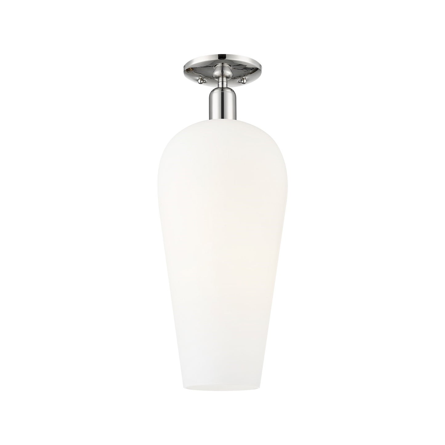 Innovations Chelsea 8in 1-Light Semi-Flush Mount | Polished Nickel Steel and Cast Brass with White Cone Glass Shade | Entryway | Model 716-1C-PN-G456-8WH