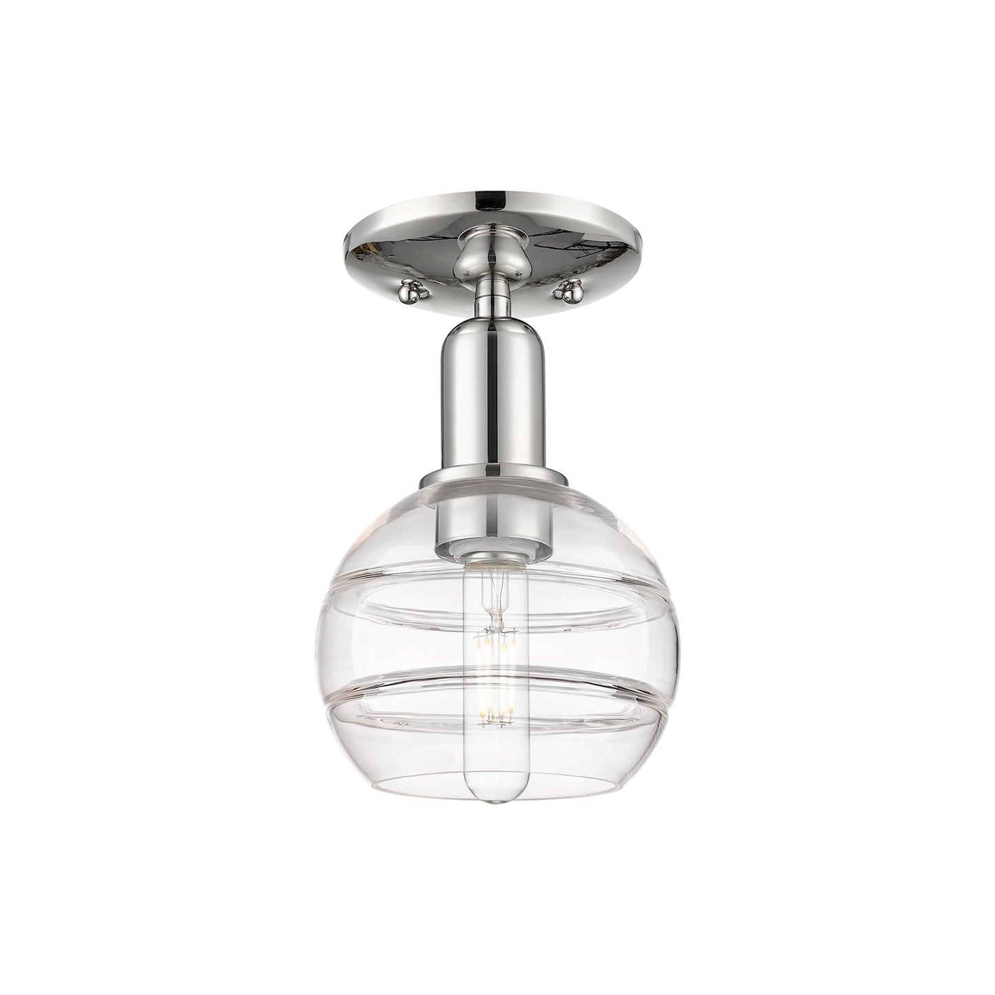 Innovations Rochester 6in 1-Light Semi-Flush Mount | Industrial Modern Polished Nickel and Clear Glass | Entryway & Hallway | Model 716-1C-PN-G556-6CL