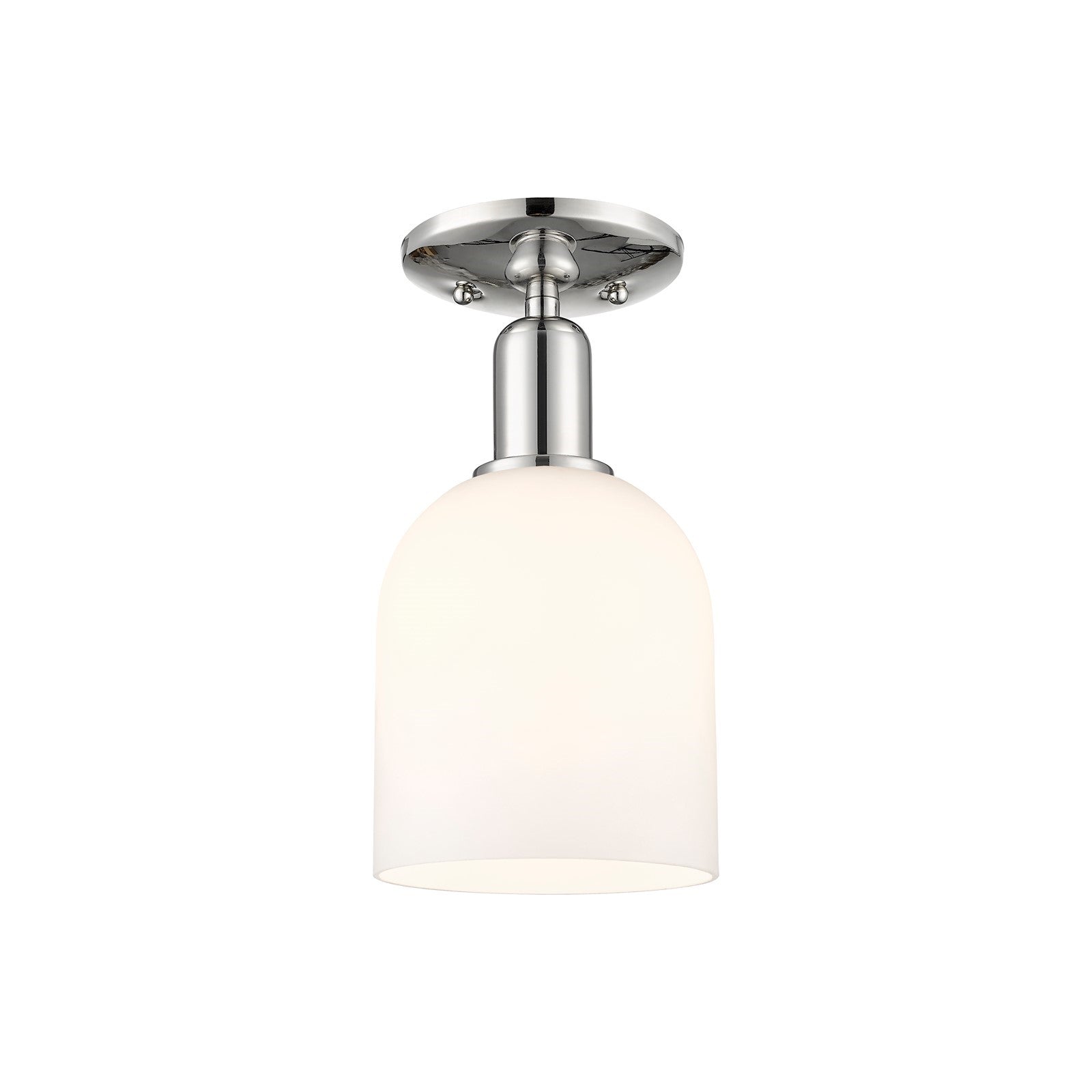 Innovations Bella 5.5in 1-Light Semi-Flush Mount | Industrial Polished Nickel Steel and White Glass | Entryway & Hallway | 5.5 | Model 716-1C-PN-G558-6GWH