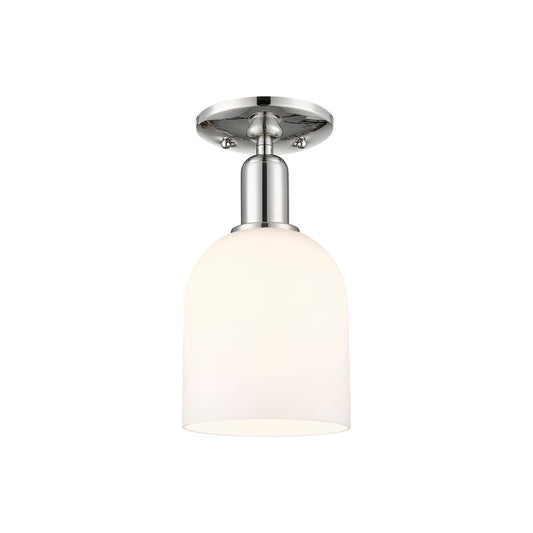 Innovations Bella 5.5in 1-Light Semi-Flush Mount | Industrial Polished Nickel Steel and White Glass | Entryway & Hallway | 5.5 | Model 716-1C-PN-G558-6GWH