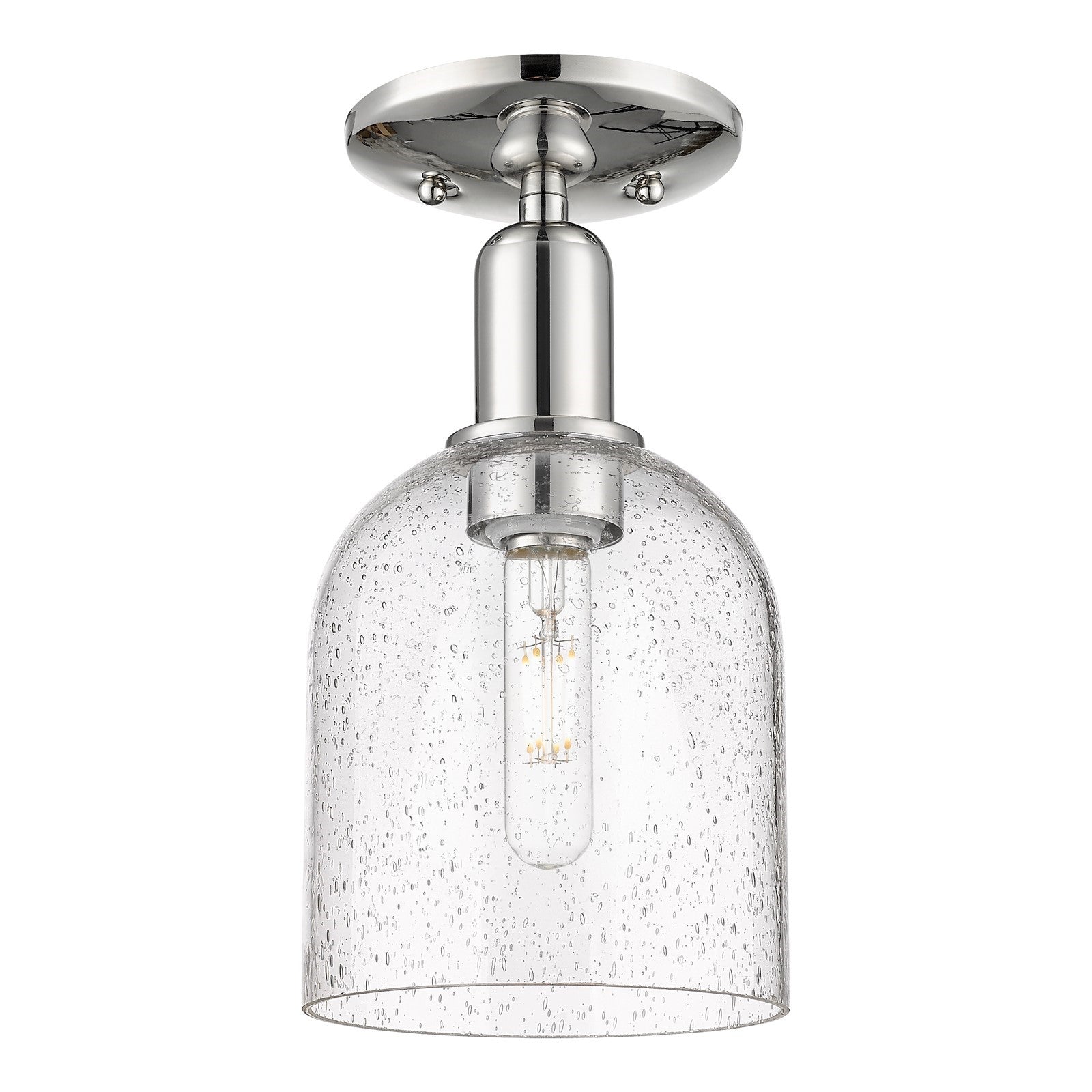 Innovations Bella 6in 1-Light Semi-Flush Mount | Industrial Polished Nickel and Seedy Glass | Entryway & Hallway | 5.5 x 11 in | Model 716-1C-PN-G558-6SDY