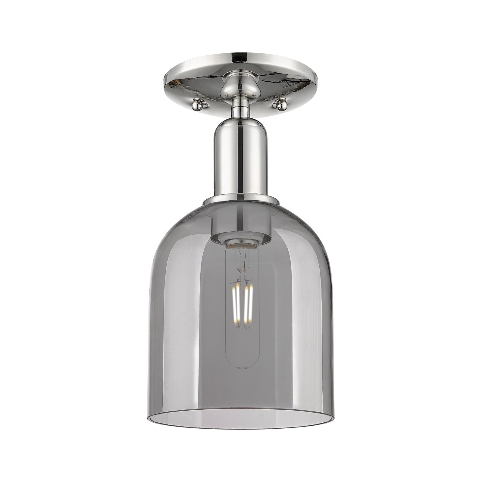 Innovations Bella 6in 1-Light Semi-Flush Mount | Industrial Polished Nickel Steel and Light Smoke Bell Glass | Entryway & | Model 716-1C-PN-G558-6SM