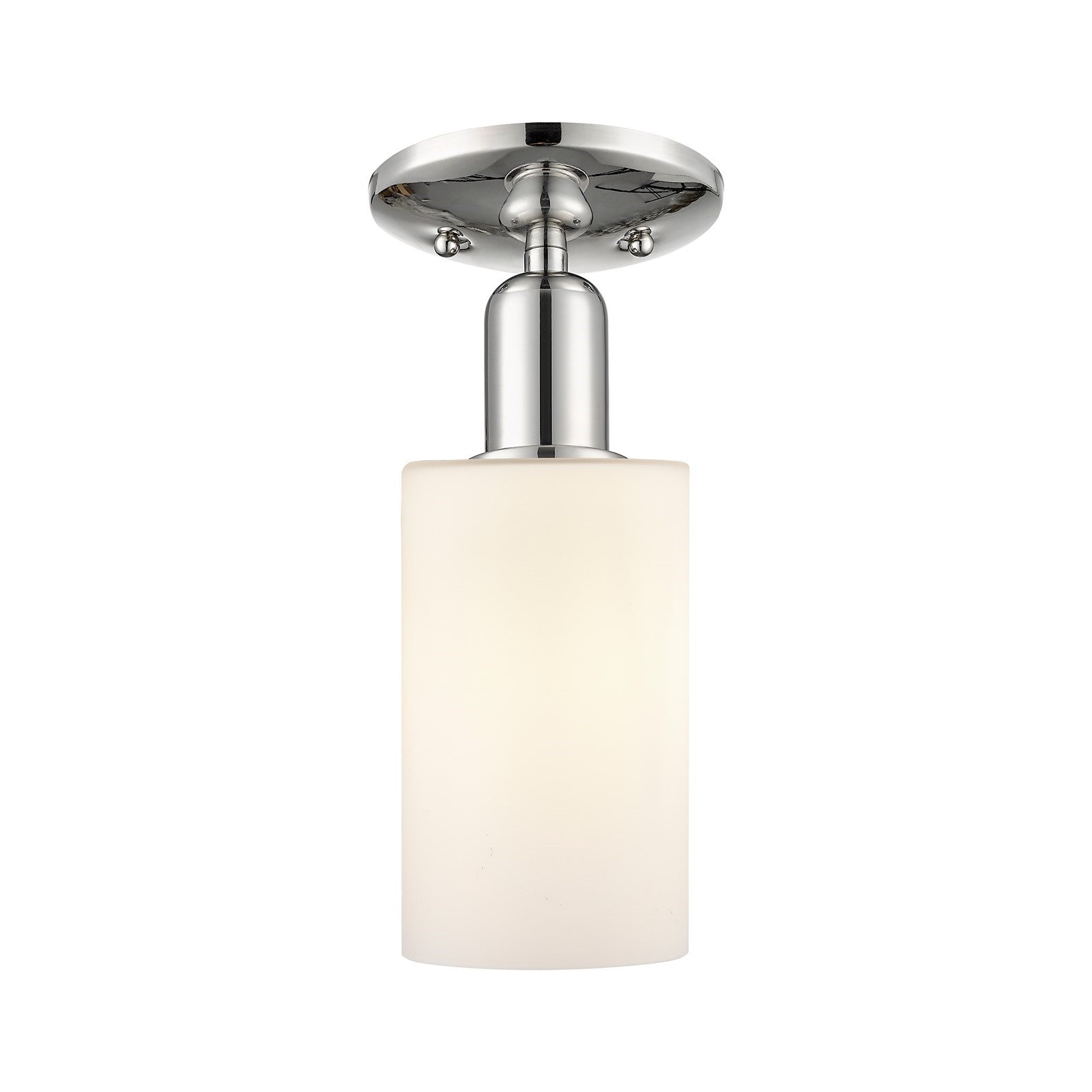 Innovations Clymer 4in 1-Light Semi-Flush Mount | Industrial Polished Nickel and Matte White Glass | Entryway & Hallway | 3.88 x | Model 716-1C-PN-G801