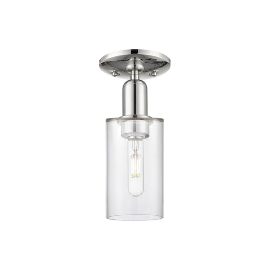 Innovations Clymer 4in 1-Light Semi-Flush Mount | Industrial Polished Nickel Steel and Clear Glass | Entryway & Hallway | 3.88 x | Model 716-1C-PN-G802