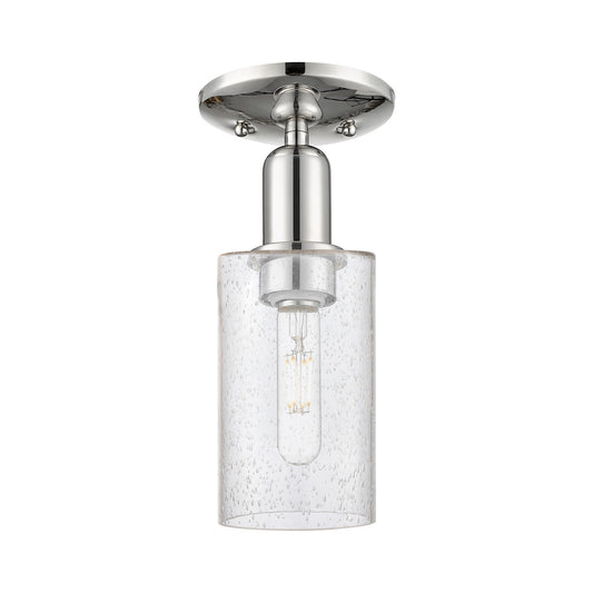 Innovations Clymer 4in 1-Light Semi-Flush Mount | Industrial Polished Nickel Steel and Seedy Glass | Entryway & Hallway | 3.88 x | Model 716-1C-PN-G804