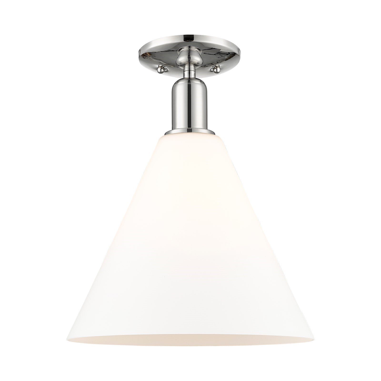 Innovations Berkshire Glass 12in 1-Light Semi-Flush Mount | Industrial Polished Nickel and Matte White Glass | Damp-Rated | Model 716-1C-PN-GBC-121