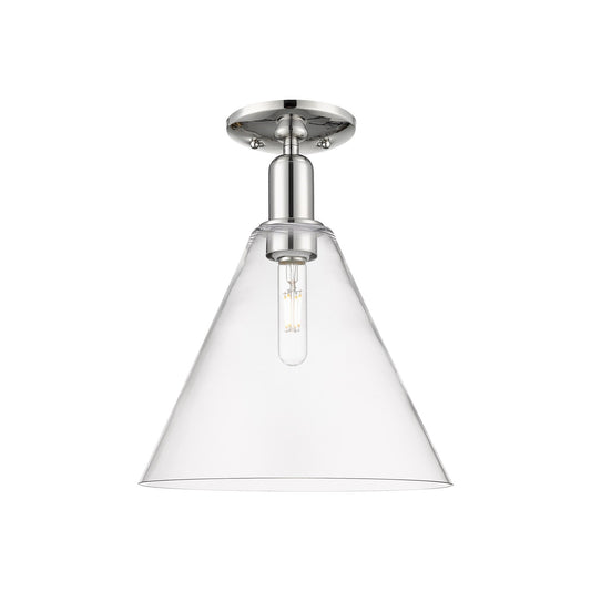 Innovations Berkshire Glass 12in 1-Light Semi-Flush Mount | Industrial Polished Nickel and Clear Glass | Entryway & Hallway | 12 | Model 716-1C-PN-GBC-122