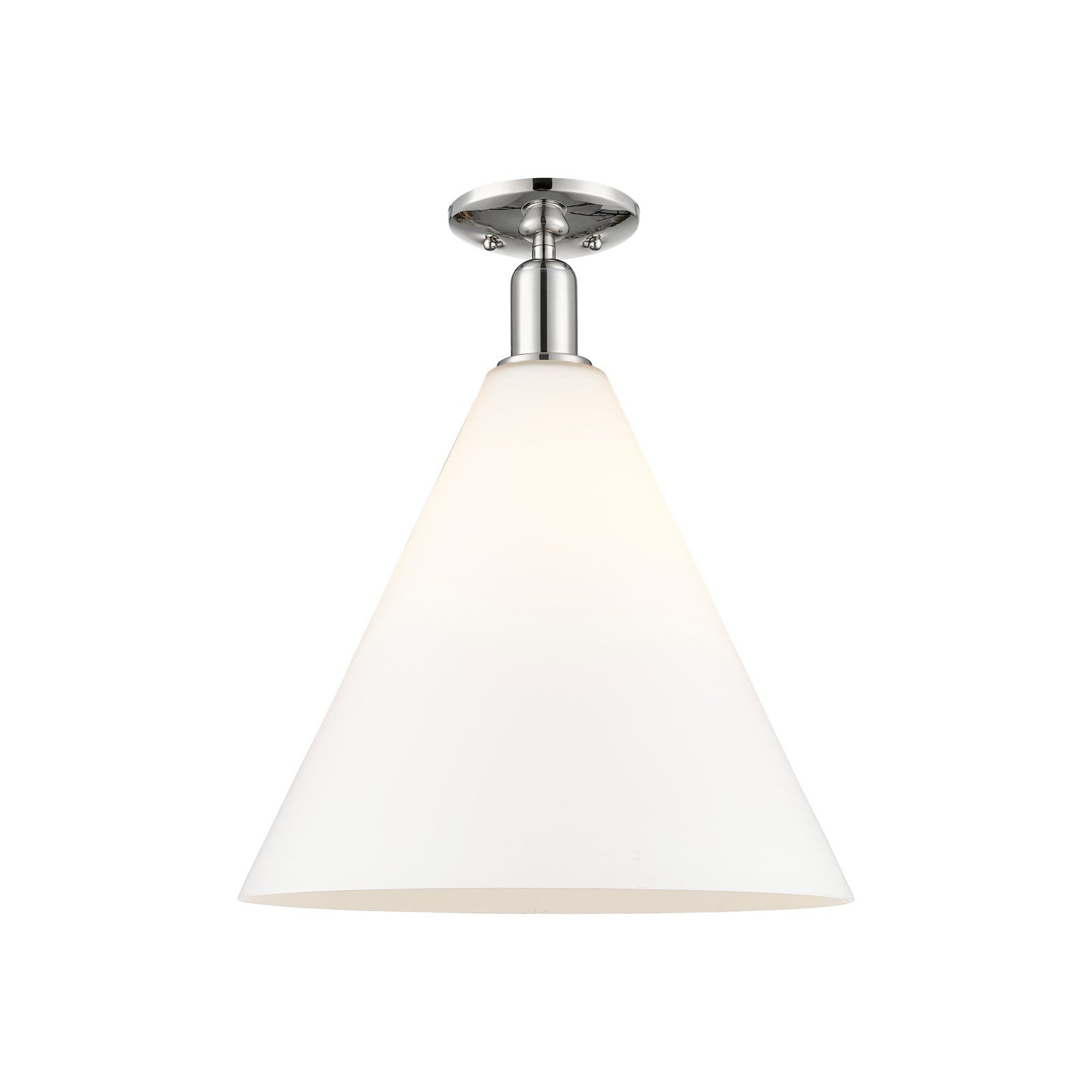 Innovations Berkshire Glass 16in 1-Light Semi-Flush Mount | Industrial Polished Nickel and Matte White Glass | Damp-Rated | Model 716-1C-PN-GBC-161
