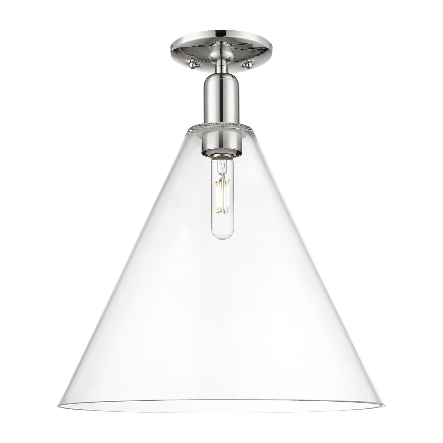 Innovations Berkshire Glass 16in 1-Light Semi-Flush Mount | Industrial Modern Polished Nickel Steel and Clear Glass | Entryway & | Model 716-1C-PN-GBC-162
