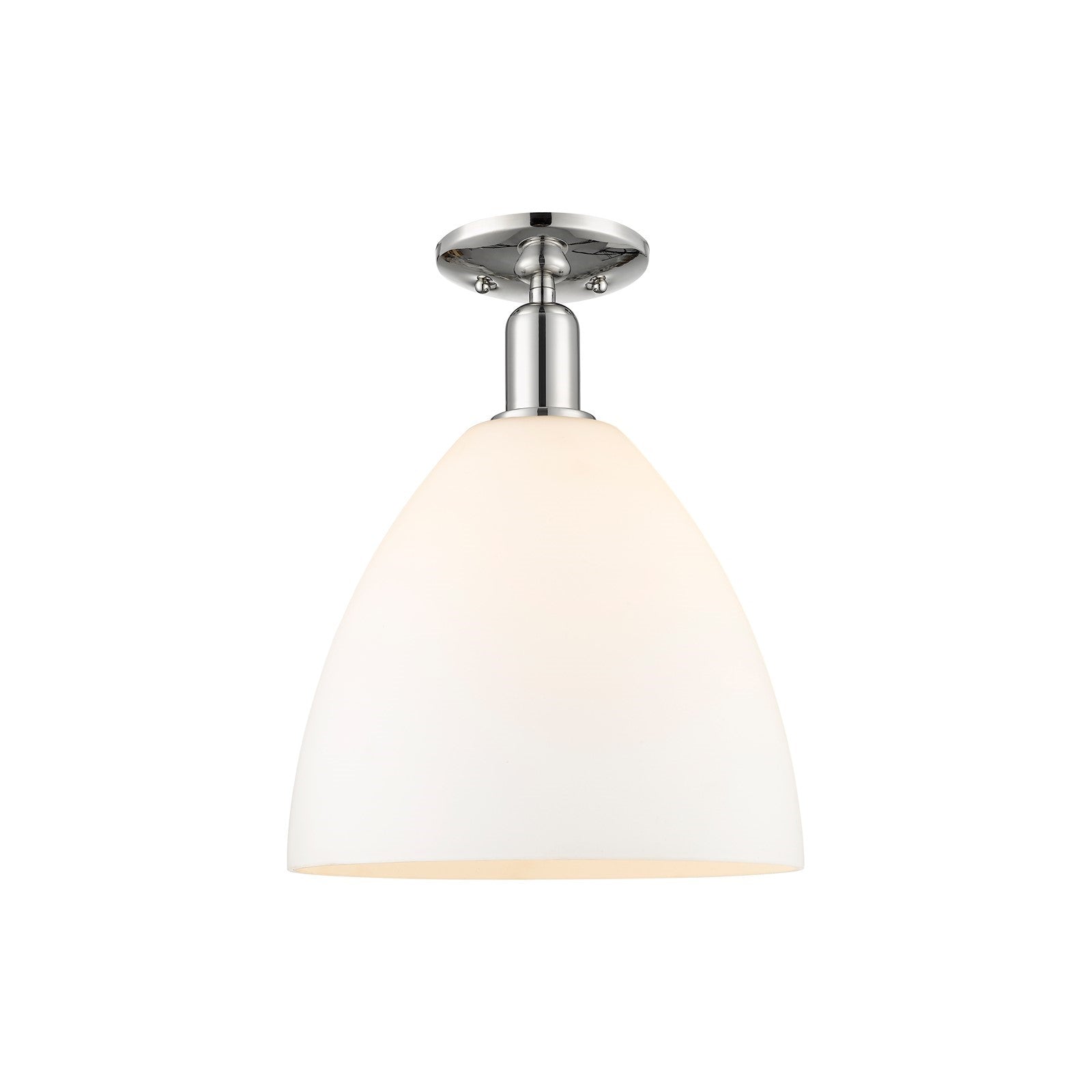 Innovations Bristol 12in 1-Light Semi-Flush Mount | Industrial Polished Nickel and Matte White Glass | Entryway & Hallway | 12 x | Model 716-1C-PN-GBD-121