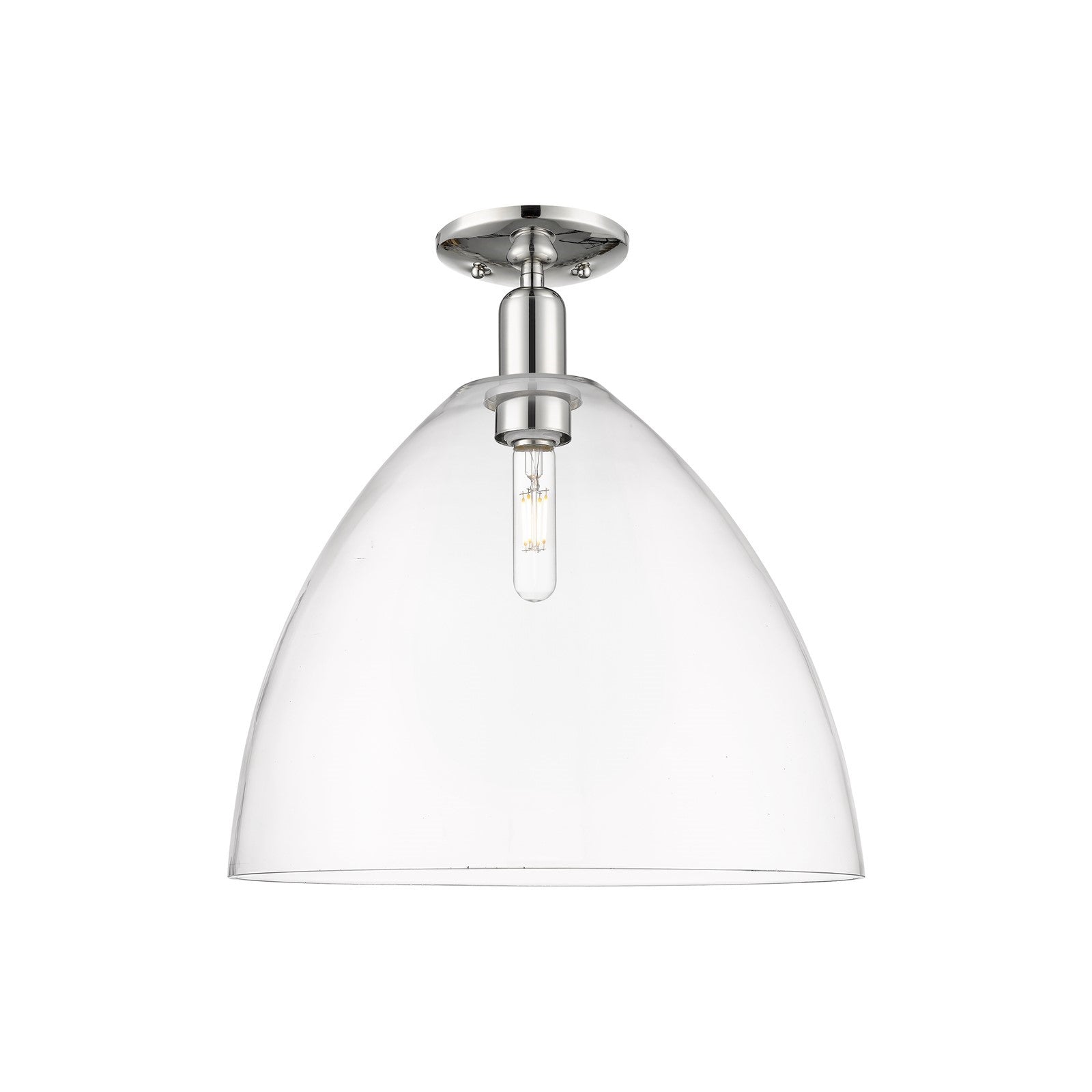 Innovations Bristol 16in 1-Light Semi-Flush Mount | Industrial Polished Nickel Steel and Clear Glass | Kitchen, Hallway & | Model 716-1C-PN-GBD-162