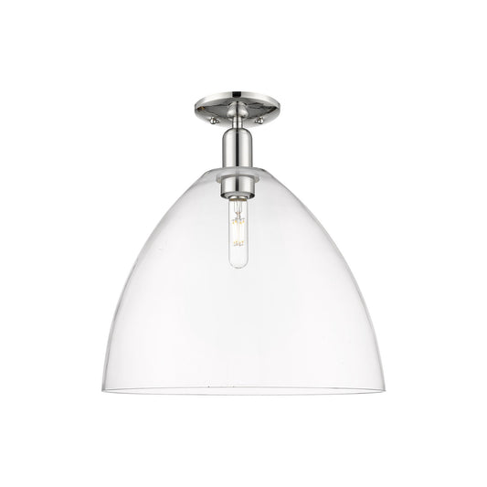 Innovations Bristol 16in 1-Light Semi-Flush Mount | Industrial Polished Nickel Steel and Clear Glass | Kitchen, Hallway & | Model 716-1C-PN-GBD-162