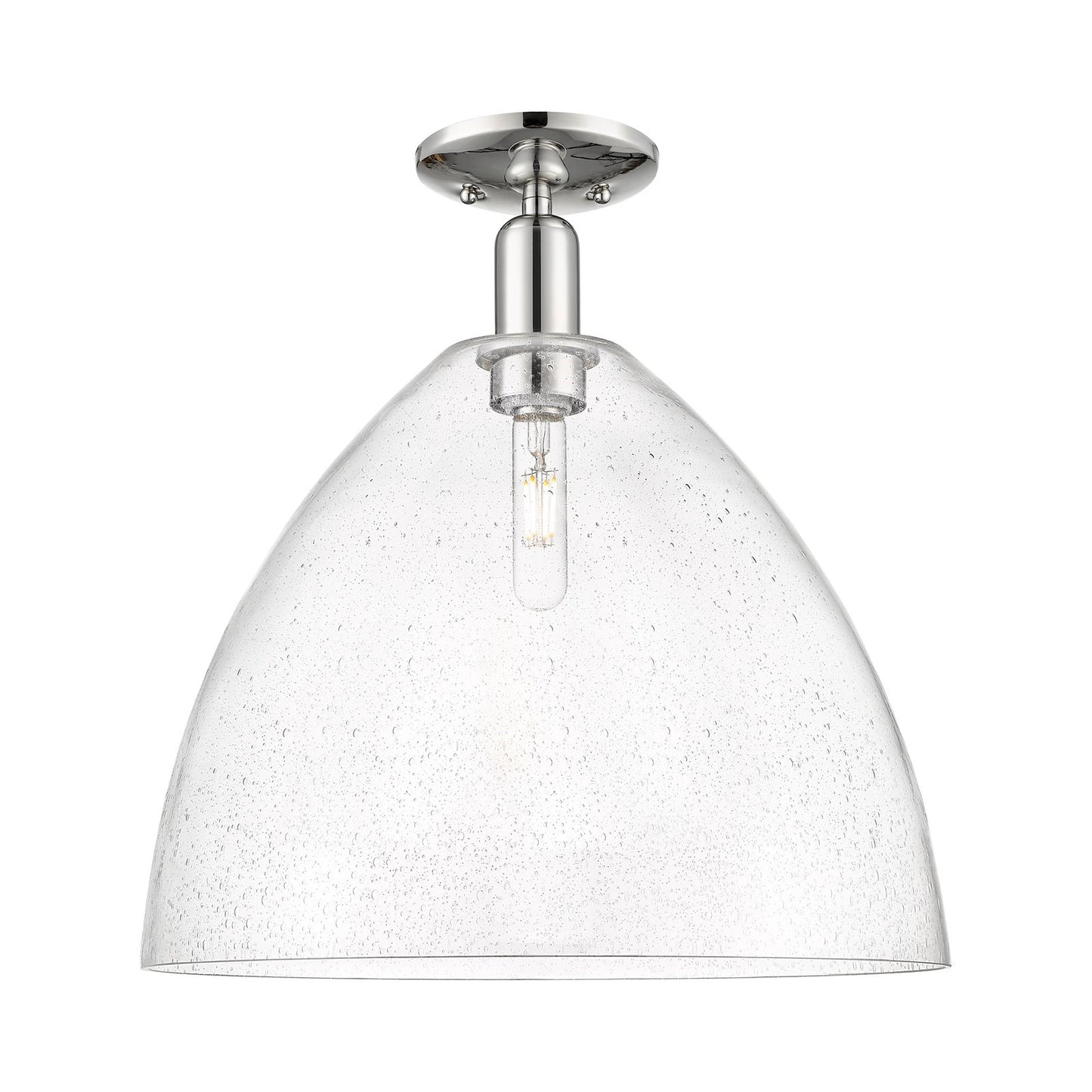 Innovations Bristol 16in 1-Light Semi-Flush Mount | Industrial Polished Nickel and Seedy Glass | Hallway & Entryway | 16 x 16 x | Model 716-1C-PN-GBD-164