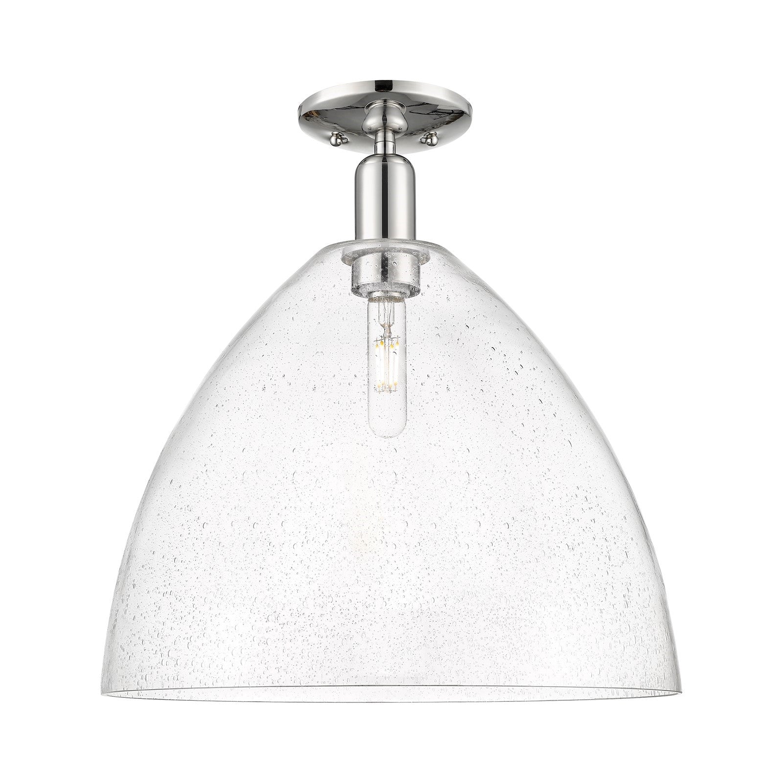 Innovations Bristol 16in 1-Light Semi-Flush Mount | Industrial Polished Nickel and Seedy Glass | Hallway & Entryway | 16 x 16 x | Model 716-1C-PN-GBD-164