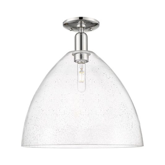 Innovations Bristol 16in 1-Light Semi-Flush Mount | Industrial Polished Nickel and Seedy Glass | Hallway & Entryway | 16 x 16 x | Model 716-1C-PN-GBD-164
