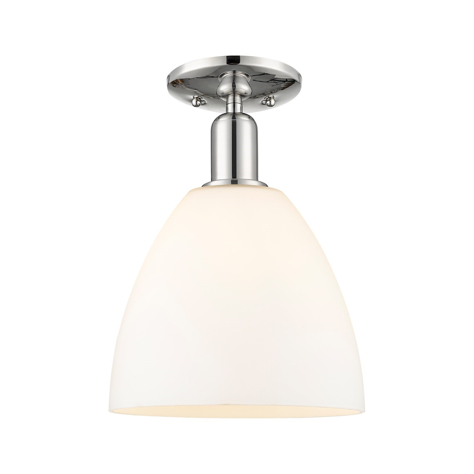 Innovations Bristol 9in 1-Light Semi-Flush Mount | Industrial Polished Nickel and Matte White Glass | Entryway & Hallway | 9 x 9 | Model 716-1C-PN-GBD-91