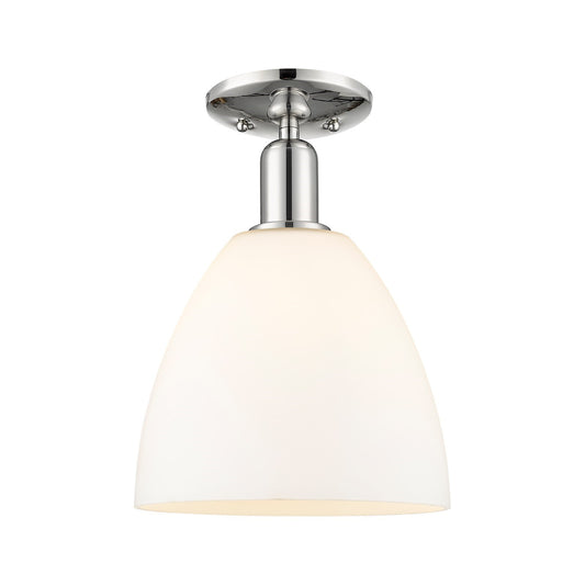 Innovations Bristol 9in 1-Light Semi-Flush Mount | Industrial Polished Nickel and Matte White Glass | Entryway & Hallway | 9 x 9 | Model 716-1C-PN-GBD-91