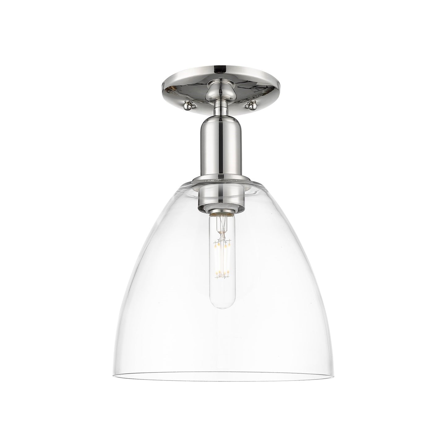 Innovations Bristol 9in 1-Light Semi-Flush Mount | Industrial Polished Nickel Steel and Clear Glass | Entryway & Hallway | 9 x 9 | Model 716-1C-PN-GBD-92