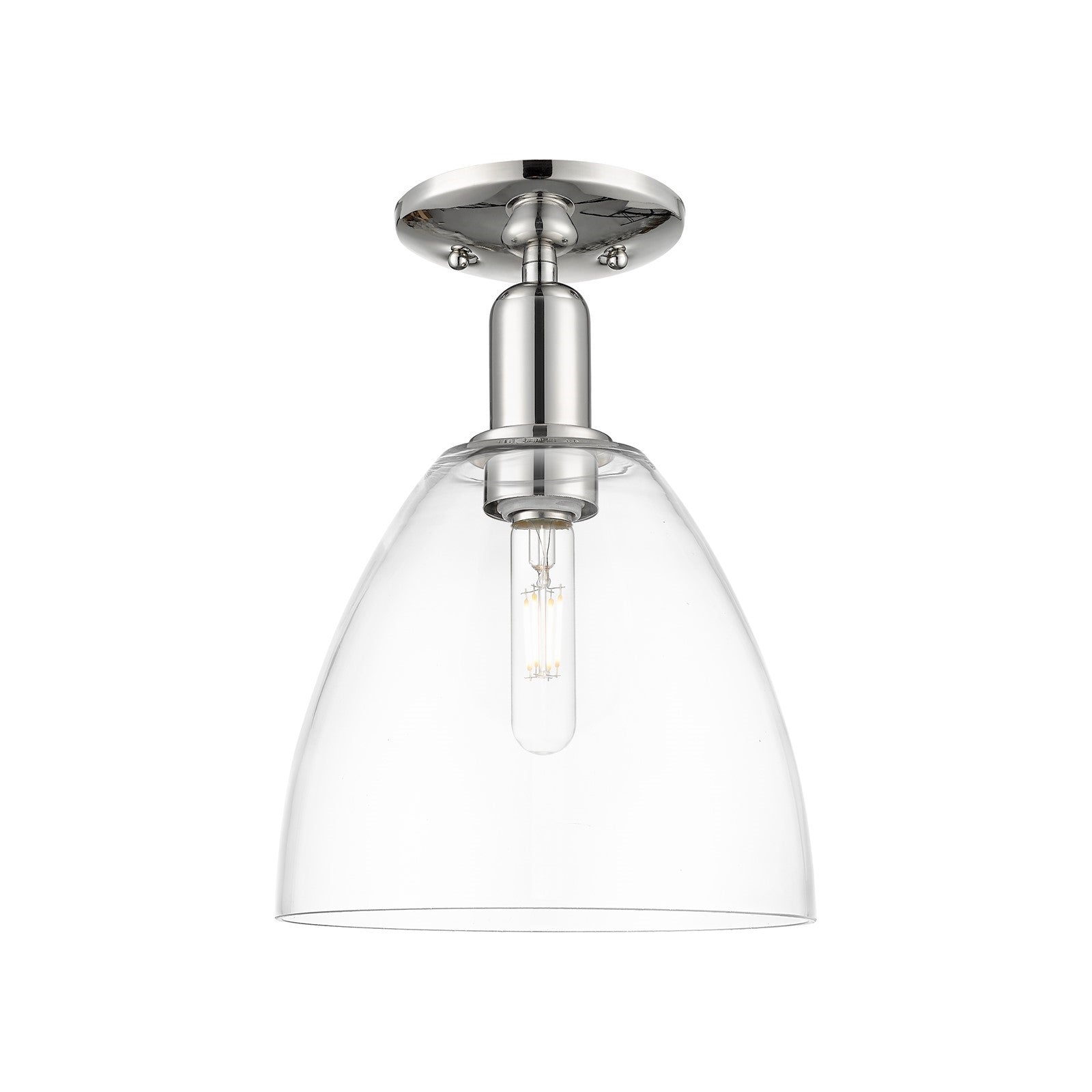 Innovations Bristol 9in 1-Light Semi-Flush Mount | Industrial Polished Nickel Steel and Clear Glass | Entryway & Hallway | 9 x 9 | Model 716-1C-PN-GBD-92