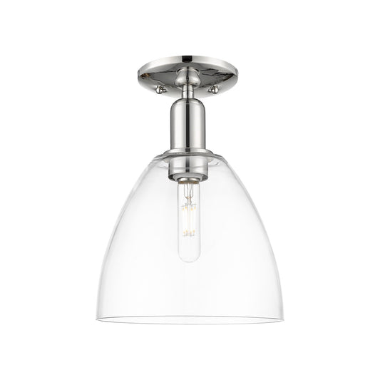 Innovations Bristol 9in 1-Light Semi-Flush Mount | Industrial Polished Nickel Steel and Clear Glass | Entryway & Hallway | 9 x 9 | Model 716-1C-PN-GBD-92