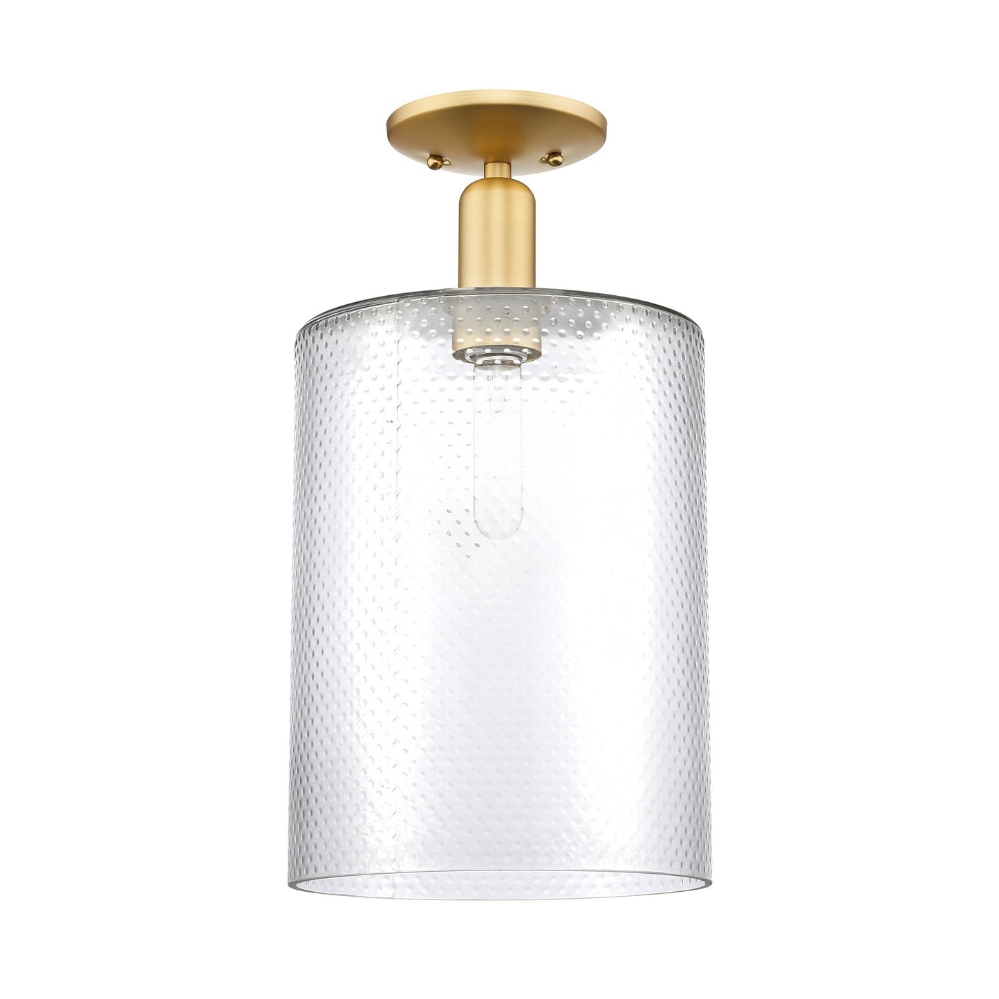 Innovations Cobbleskill 9in 1-Light Semi-Flush Mount | Industrial Satin Gold Steel and Clear Glass | Entryway & Hallway | 9 x | Model 716-1C-SG-G112-L