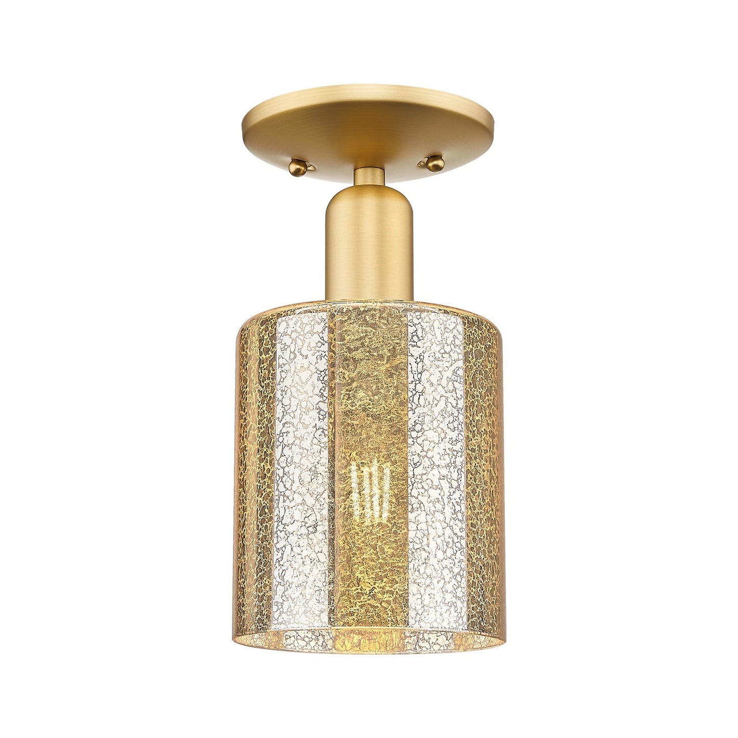 Innovations Cobbleskill 5in 1-Light Semi-Flush Mount | Industrial Satin Gold Steel and Mercury Glass | Entryway & Hallway | 5 x 5 x | Model 716-1C-SG-G116