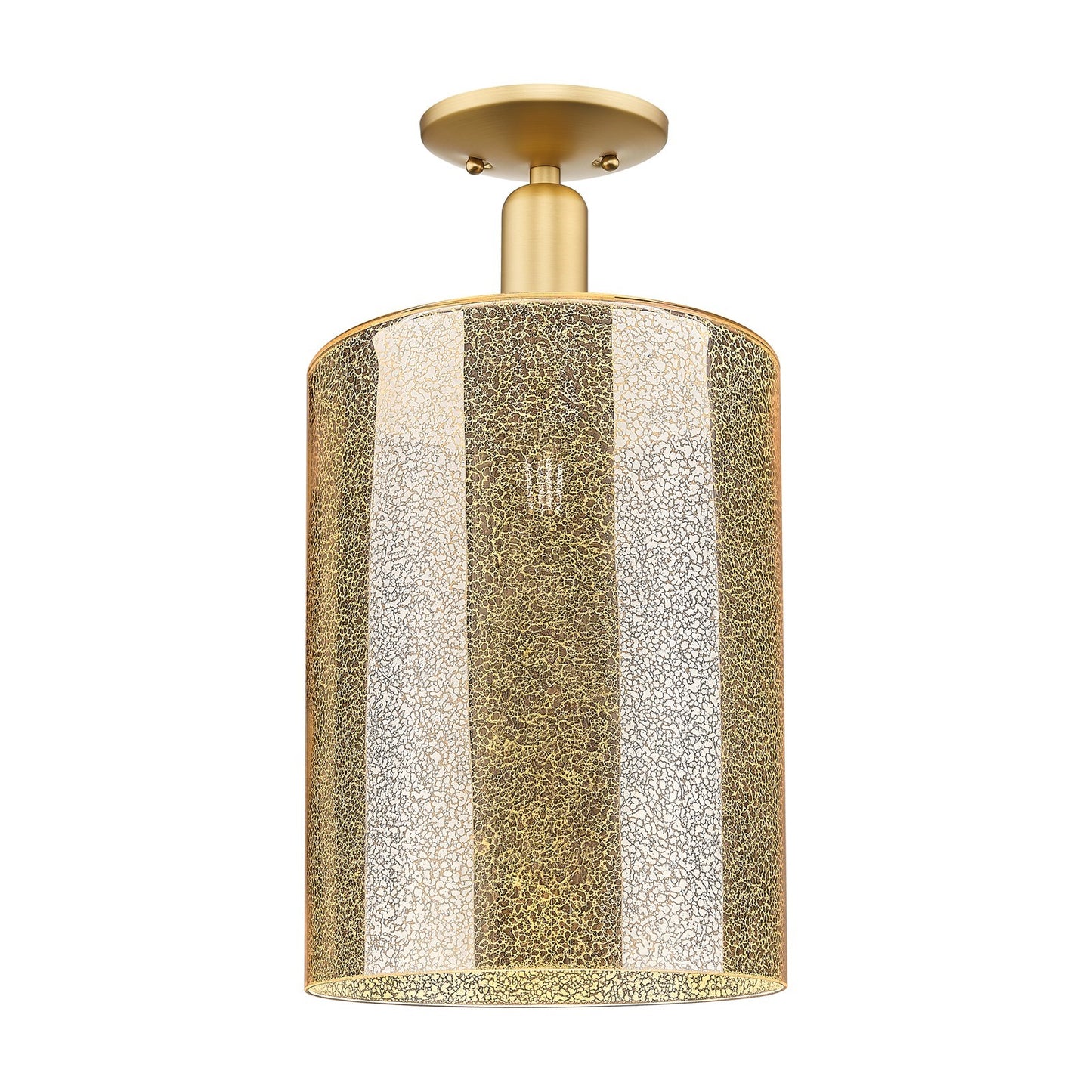 Innovations Cobbleskill 9in 1-Light Semi-Flush Mount | Industrial Satin Gold Steel and Mercury Glass | Entryway & Hallway | 9 x | Model 716-1C-SG-G116-L