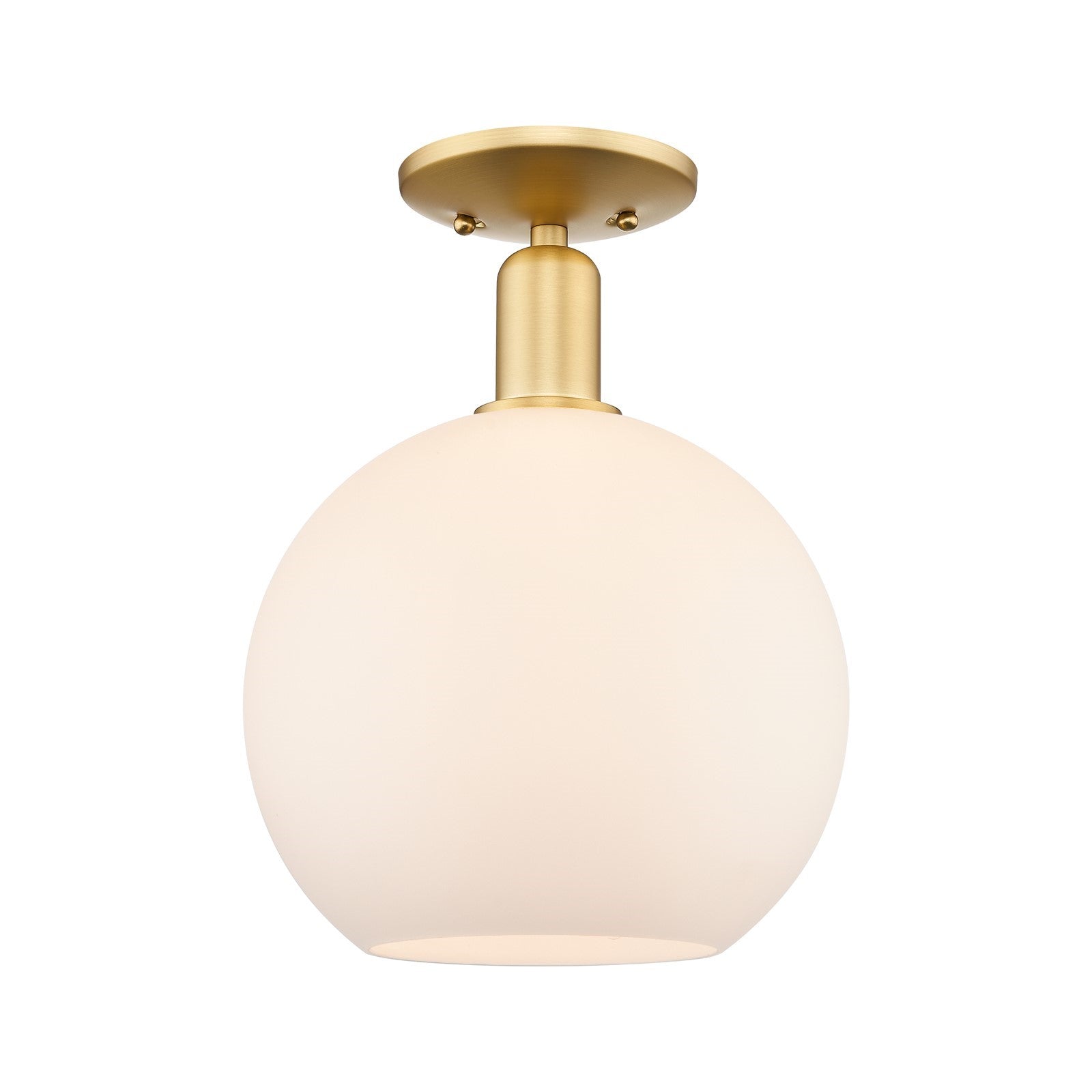 Innovations Athens 10in 1-Light Semi-Flush Mount | Industrial Satin Gold Steel and Matte White Glass | Entryway & Hallway | 10 x | Model 716-1C-SG-G121-10