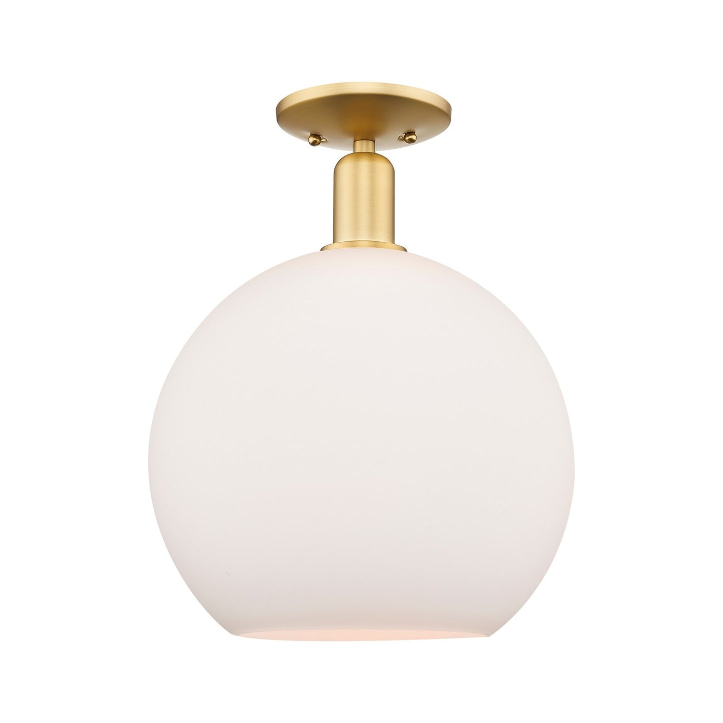 Innovations Athens 12in 1-Light Semi-Flush Mount | Industrial Satin Gold Steel and Matte White Glass | Damp-Rated Entryway & | Model 716-1C-SG-G121-12
