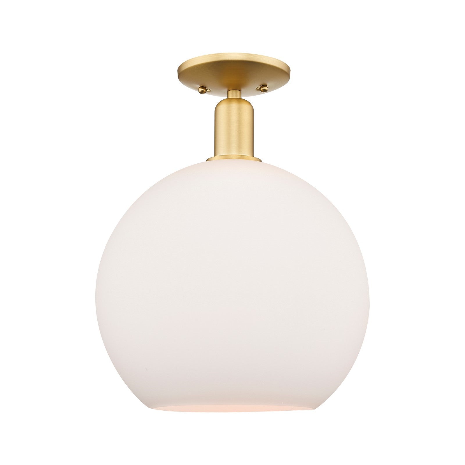 Innovations Athens 12in 1-Light Semi-Flush Mount | Industrial Satin Gold Steel and Matte White Glass | Damp-Rated Entryway & | Model 716-1C-SG-G121-12