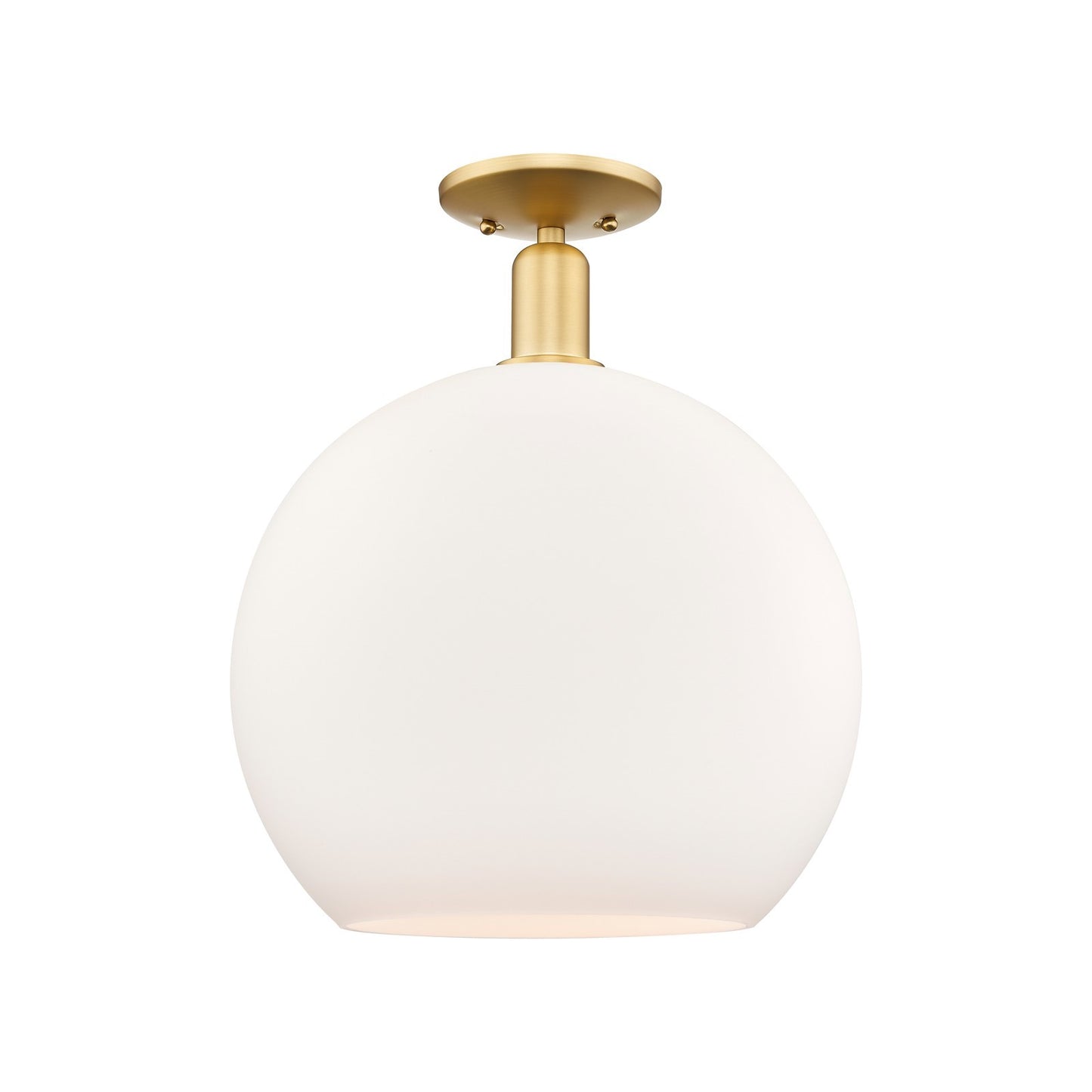Innovations Athens 14in 1-Light Semi-Flush Mount | Industrial Satin Gold Steel and Matte White Glass | Entryway & Hallway | Model 716-1C-SG-G121-14