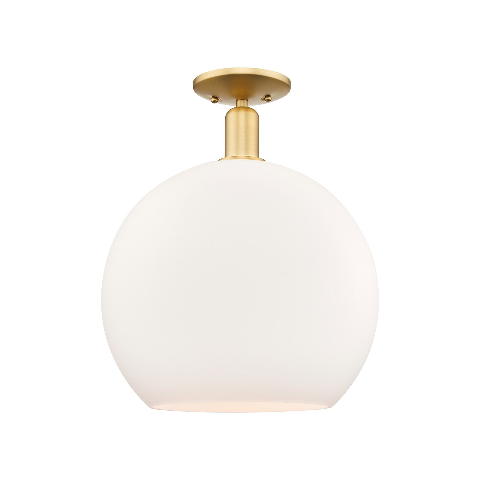 Innovations Athens 14in 1-Light Semi-Flush Mount | Industrial Satin Gold Steel and Matte White Glass | Entryway & Hallway | Model 716-1C-SG-G121-14