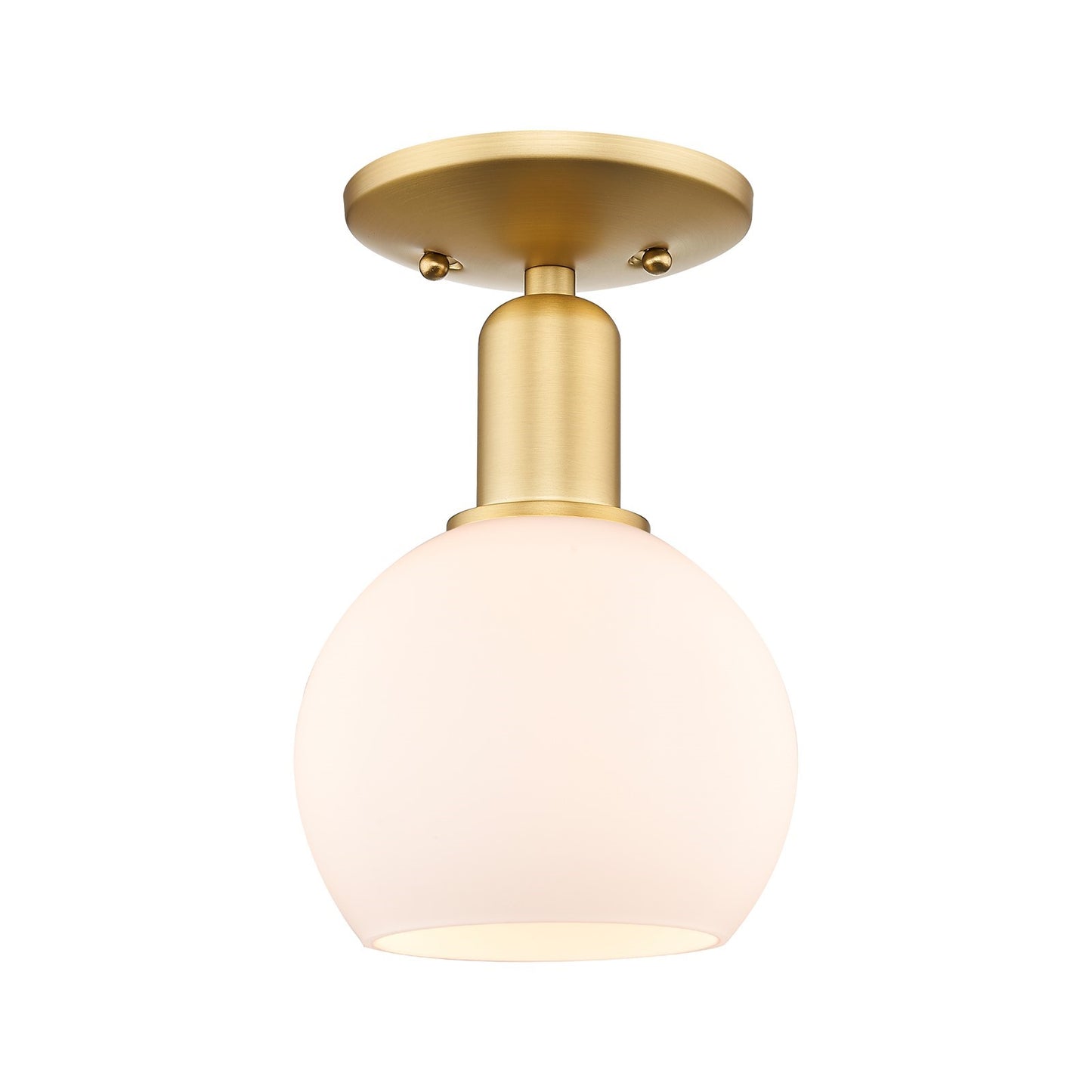 Innovations Athens 6in 1-Light Semi-Flush Mount | Industrial Satin Gold Steel and Matte White Glass | Entryway & Hallway | 5.88 x | Model 716-1C-SG-G121-6