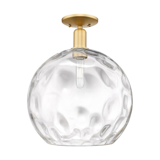 Innovations Athens Water Glass 13in 1-Light Semi-Flush Mount | Industrial Satin Gold Steel and Clear Glass | Entryway & Hallway | Model 716-1C-SG-G1215-14